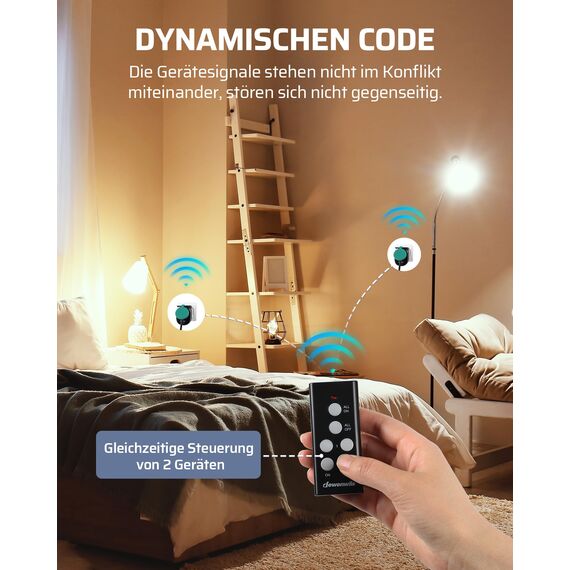 DEWENWILS Funksteckdosen mit Fernbedienung Aussen, 16A 3680W, IP44, 2er Steckdosen, Feiertagsdeko, 30m Reichweite, Programmierbar, wasserdicht
