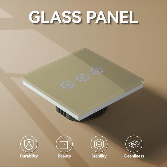 BSEED Dimmer Smart Alexa Lichtschalter 300W Touch Control WIFI Wandlichtschalter (Neutrale Leitung Erforderlich) mit Alexa/Tuya/Google Home 1 Fach 1 Weg Gold