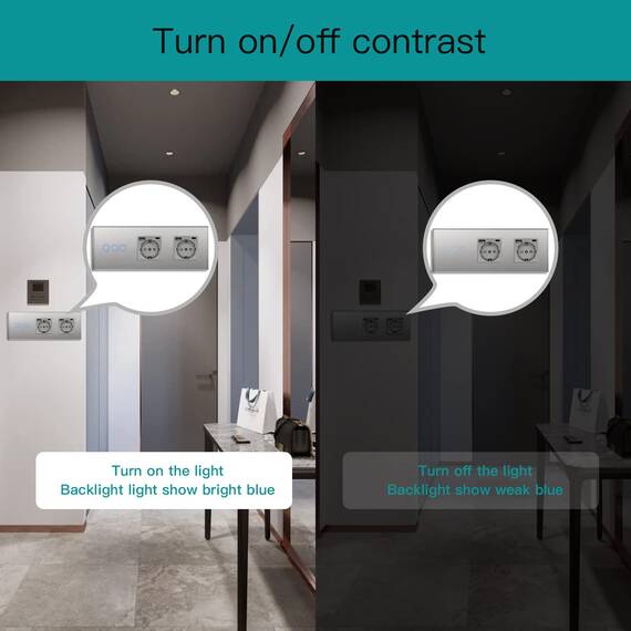 BSEED WLAN Lichtschalter(Neutralleiter Erforderlich), 3 Fach 1 Weg Schalter mit 2 Non-Wifi Steckdose mit USB C aus Glas, Wifi Schalter Kompatibel mit Alexa/Tuya/Google Home/SAMRT LIFE, Grau