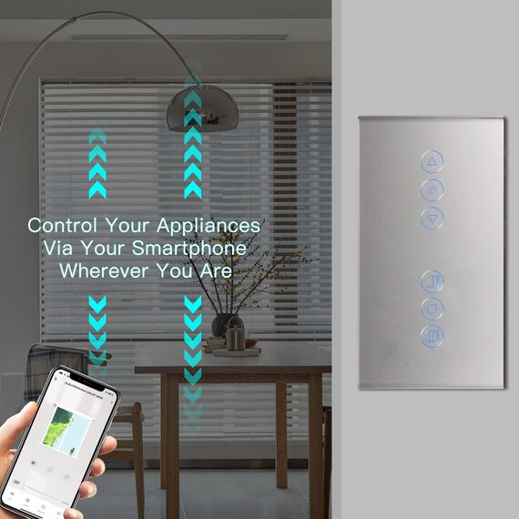 BSEED WIFI Berühren Dimmer Wandschalter 1 Fach 1 Weg mit 3 Fach 1 Weg WIFI Berühren Rolladen Schalter kompatibel mit Alexa und Google Home (Neutralleiter erforderlich) Grau