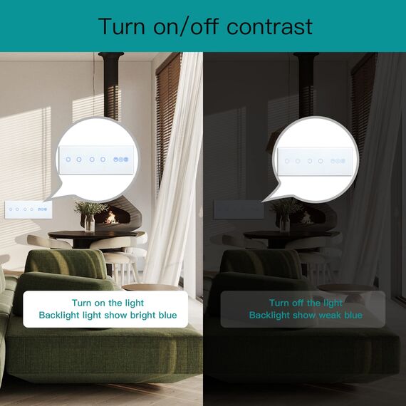 BSEED Smart Alexa Doppelt Schalter mit Rolladenschalter,2 Fach Smart WiFi Touch Lichtschalter Fernbedienung mit Smart Life/Tuya APP,Jalousieschalter Kompatibel mit Alexa und Google Home Weiß