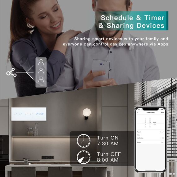 BSEED Smart Alexa Doppelt Schalter mit Rolladenschalter,2 Fach Smart WiFi Touch Lichtschalter Fernbedienung mit Smart Life/Tuya APP,Jalousieschalter Kompatibel mit Alexa und Google Home Weiß
