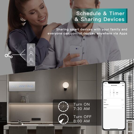 BSEED Smart Alexa Schalter mit Rolladenschalter,3 Fach Smart WiFi Touch Lichtschalter Fernbedienung mit Smart Life/Tuya APP,Doppelt Jalousieschalter Kompatibel mit Alexa und Google Home Grau