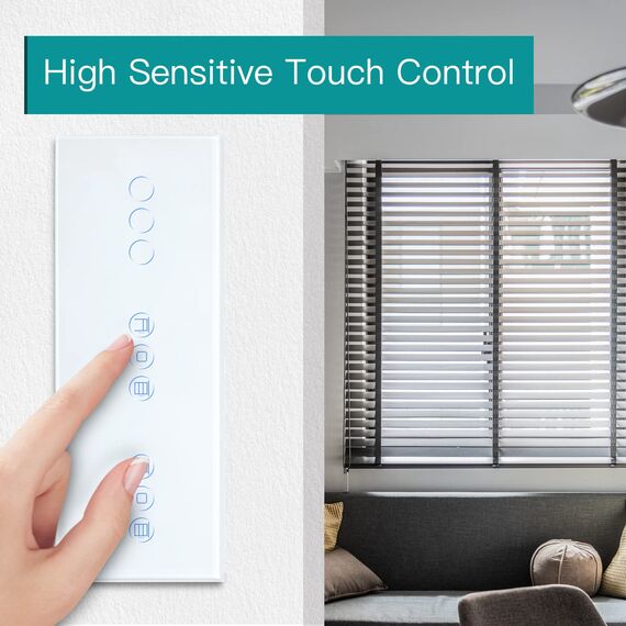 BSEED WLAN-Touch-Schalter, 3 Gang, 1 Weg, mit Doppelschalter, intelligenter Rollladen, Fernbedienung über Smart Life/Tuya-App, kompatibel mit Alexa und Google Home, weiß