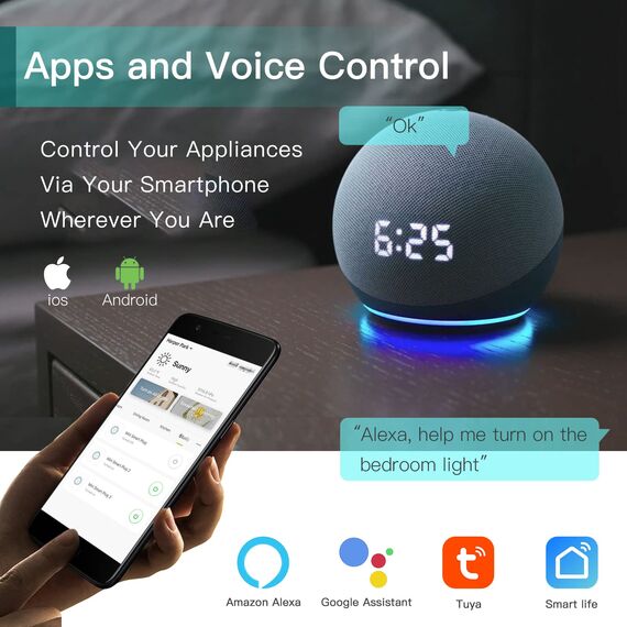 BSEED Smart Alexa Lichtschalter aus Glas, WiFi Touch Wandschalter 2 Fach 1 Weg+ 2 Fach 1 Weg (Neutralleiter Erforderlich), Alexa/Tuya/Google Home-kompatible 157mm * 86mm Weiß