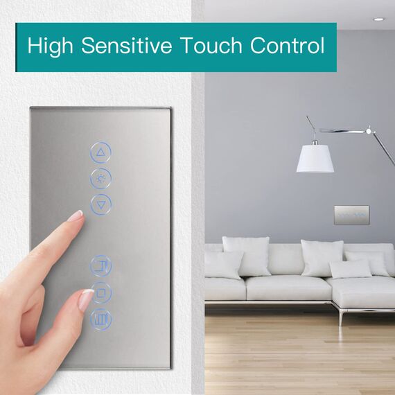 BSEED WIFI Berühren Dimmer Wandschalter 1 Fach 1 Weg mit 3 Fach 1 Weg WIFI Berühren Rolladen Schalter kompatibel mit Alexa und Google Home (Neutralleiter erforderlich) Grau