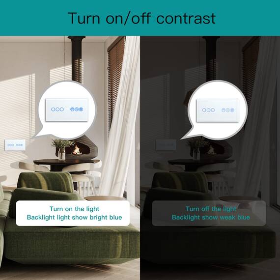 BSEED Alexa WiFi Touch Schalter 3 Fach 1 Weg Fernbedienung mit Smart Life/Tuya APP mit Smart Rolladenschalter Jalousieschalter Alexa und Google Home Kompatibel Weiß