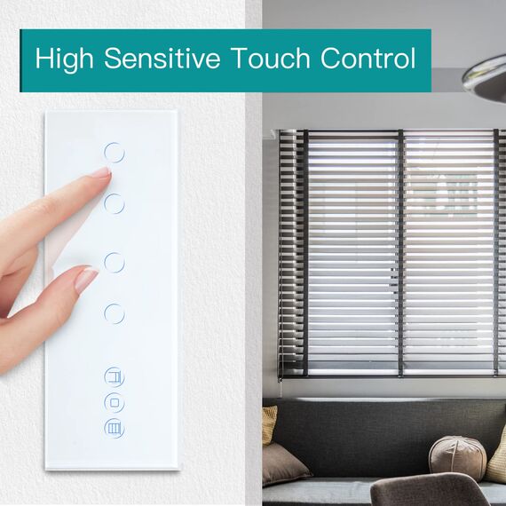 BSEED Smart Alexa Doppelt Schalter mit Rolladenschalter,2 Fach Smart WiFi Touch Lichtschalter Fernbedienung mit Smart Life/Tuya APP,Jalousieschalter Kompatibel mit Alexa und Google Home Weiß