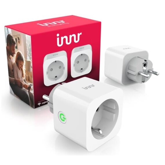 Innr Smart Plug, funktioniert mit Hue* und Alexa (Bridge erforderlich), Zigbee Repeater, 16A Steckdose mit Strommessung, 2 Stück