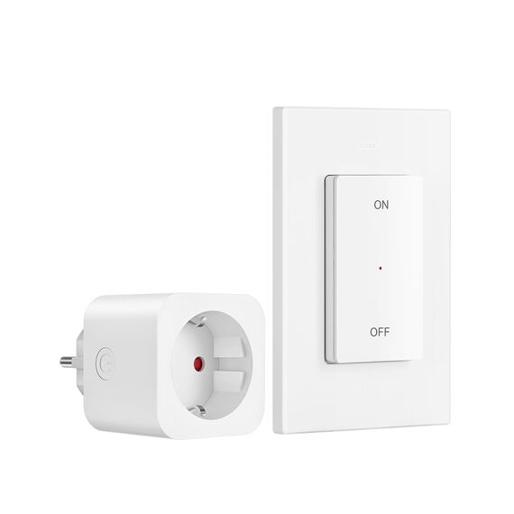DEWENWILS Funksteckdosen mit Fernbedienung, 16A 3680W, Plug-In Ein/Aus Funk-Wandschalter, Kein Kabel Erforderlich, Erweiterbarer Lichtschalter für Feiertagsdeko, 30M Reichweite,Vorprogrammiert, Weiß