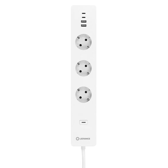 LEDVANCE Smart Plug mit WiFi Technologie, dreifache Steckdosenleiste mit Überlastschutz und Überspannungsschutz inklusive USB Anschlüsse, steuerbar über WiFi App, Alexa und Google