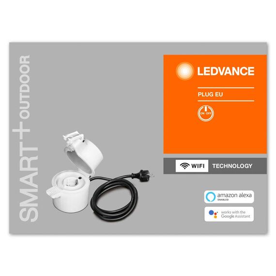 LEDVANCE SMART+ Schaltbare Steckdose für Aussen mit WiFi-Technologie, mit Strom Vermessung, Kompatibel mit Google und Alexa Voice Control, Steuerung per Fernbedienung möglich, 4er-Pack