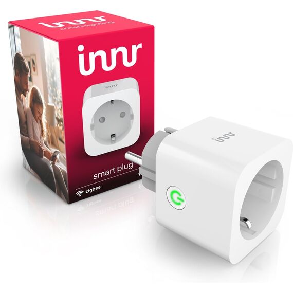 Innr Smart Plug, funktioniert mit Hue* und Alexa (Bridge erforderlich), Zigbee Repeater, 16A Steckdose mit Strommessung, 1 Stück