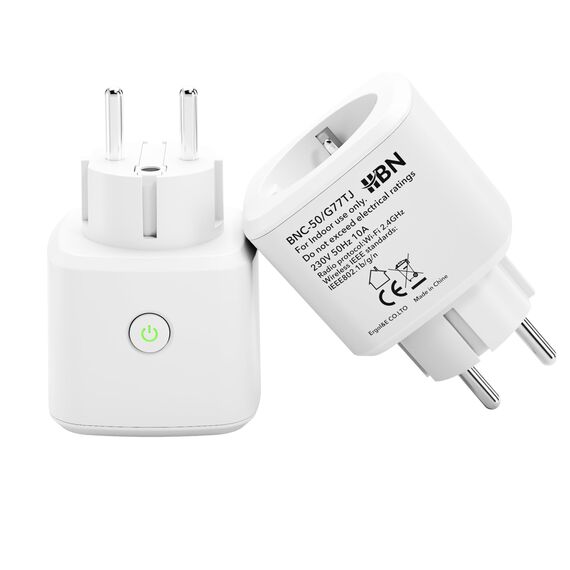 HBN Smart WLAN-Steckdose mit Verbrauchsmessung, 2er Set Smart Home WiFi Steckdose mit APP Intelligente Schaltsteckdose, 10A, Kompatibel mit Alexa & Google Home