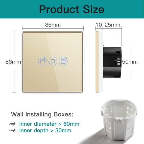 BSEED WLAN Rollladenschalter Smart Lichtschalter (Neutralleiter Erforderlich) Alexa und Google Home Work mit Tuya WIfI Schalter aus Glas Gold