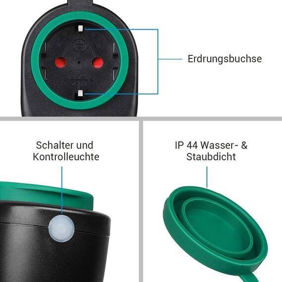 DEWENWILS WLAN Steckdose für Außen IP44, 3680W, Kompatibel mit Alexa, Google Home und IFTTT, Kein Hub erforderlich, CE und TÜV-zertifiziert