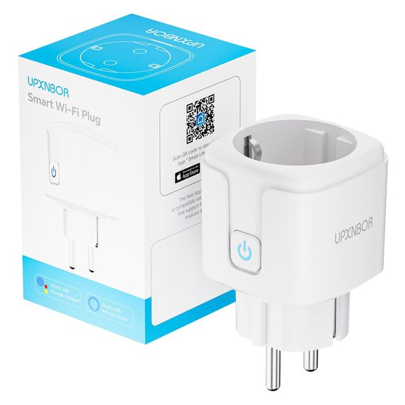 UPXNBOR Smart Steckdose, 16A Smart Home WLAN Steckdose mit Strommessung, Alexa Socket Funktioniert mit Alexa, Google Home, Timer & APP Fernzugriff, Kein Hub notwendig, Nur 2.4GHz WiFi (1er Pack)