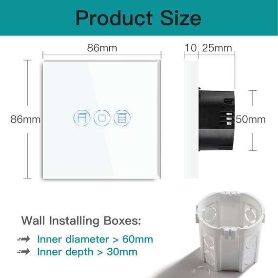 BSEED WLAN Rollladenschalter Smart Lichtschalter (Neutralleiter Erforderlich) Alexa und Google Home Work mit Tuya WIfI Schalter aus Glas Weiß