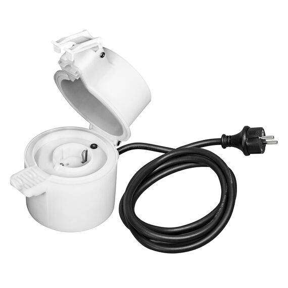 LEDVANCE SMART+ Schaltbare Steckdose für Aussen mit WiFi-Technologie, mit Strom Vermessung, Kompatibel mit Google und Alexa Voice Control, Steuerung per Fernbedienung möglich, 1er-Pack