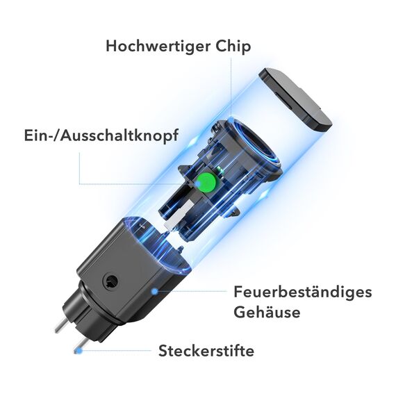 HBN WLAN Steckdose Outdoor 16A, Smart Home Zeitschaltuhr Aussenbereich mit App Steuerung, Sprachsteuerung, IP44 Alexa Außensteckdose, kompatibel mit Alexa & Google Home 2,4GHz, Schwarz
