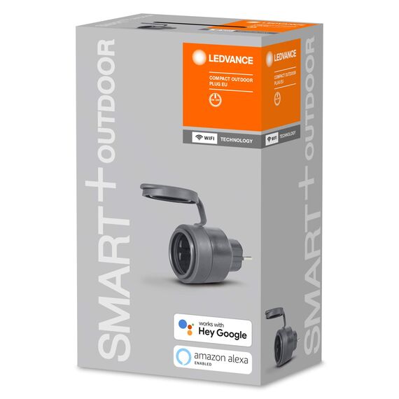 LEDVANCE Smarte Steckdose für Aussen mit WiFi Technologie im kompakten Design, zur Einbindung konventioneller Geräte ins Smart Home, steuerbar mit Alexa & Google, SMART+ OUTDOOR COMPACT PLUG, 4er-Pack