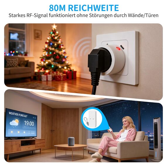 SURNICE Steckdosen mit Fernbedienung, 10A/2300W 40m lange Reichweite, Funksteckdosen mit Fernbedienung programmierbar, 3 Pack Steckdosen und 1Fernbedienung (1R+1T)