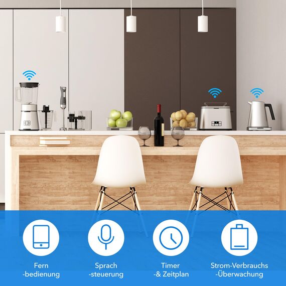 HBN Smart WLAN-Steckdose mit Verbrauchsmessung, Smart Home WiFi Steckdose mit APP Intelligente Schaltsteckdose, 10A, Kompatibel mit Alexa & Google Home, 1 Stück