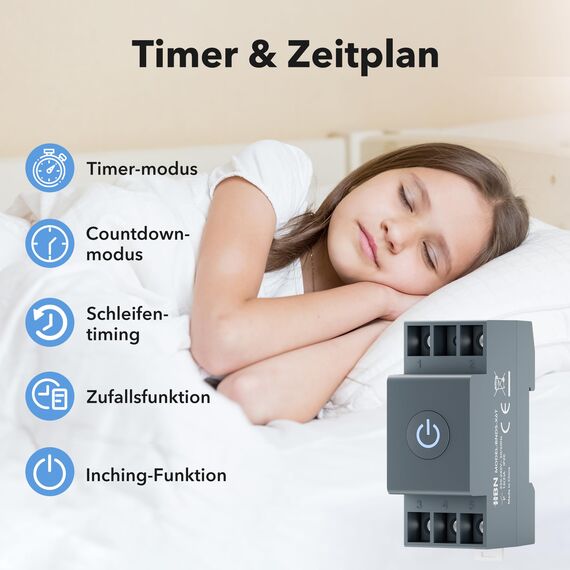 HBN Smart Life WIFI Hutschiene Schalter für Home Mit Energieüberwachung, Wireless Fernbedienung 16A, Timer Zeitschalter, Sprachsteuerung, 35 mm DIN-Schienenmontage