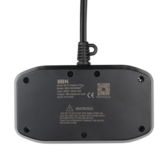 HBN WLAN Steckdose Outdoor mit 2 Ausgänge, 16A 3600W Smart Außensteckdose, IP54 Wasserdicht, Wifi Doppelsteckdose Außen, Kompatibel mit Alexa und Google Assistant, 1,5m Kabel