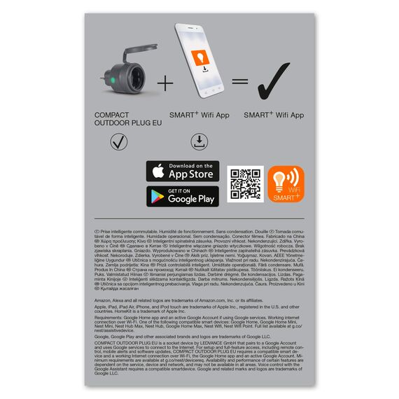 LEDVANCE Smarte Steckdose für Aussen mit WiFi Technologie im kompakten Design, zur Einbindung konventioneller Geräte ins Smart Home, steuerbar mit Alexa & Google, SMART+ OUTDOOR COMPACT PLUG, 4er-Pack