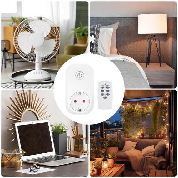 HBN Funksteckdosen Set aus 4 Funksteckdose mit 1 Fernbedienung, Ferngesteuerte Stecker für Weihnachtsschmuck, Haushaltsgeräte, Reichweite 30m, 3680 Watt / 16A, Weiß