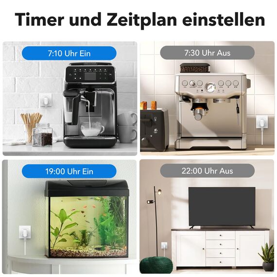 HBN Smart WLAN-Steckdose mit Verbrauchsmessung, 2er Set Smart Home WiFi Steckdose mit APP Intelligente Schaltsteckdose, 10A, Kompatibel mit Alexa & Google Home