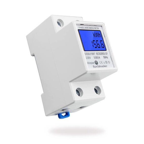 LCD Digitale Stromzähler Wechselstromzähler Hutschiene KWh Zähler 5(80) A 1-phasiger 2-poliger 2P-DIN-Schienen-Stromzähler