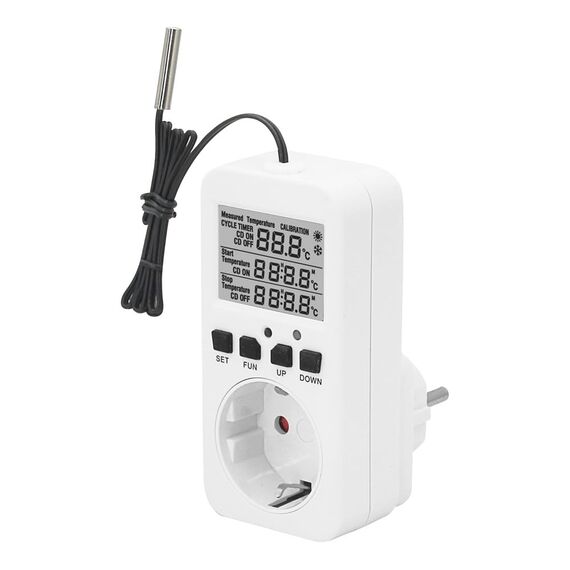Offgridtec Temperaturregler für Steckdose, Digitalanzeige, Externer Sensor 50cm, Heiz- & Kühlmodi, Zeitschaltfunktion, Plug & Play, Präzise Temperaturkontrolle, Energieeffizient