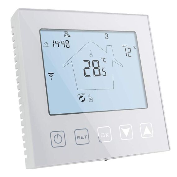 KETOTEK Smart Thermostat Fussbodenheizung Elektrisch WiFi 16A Kompatibel mit Alexa, Raumthermostat Elektrische Fußbodenheizung Digital WLAN 230V mit Smart Life/Tuya APP Steuerung, Weiß, Unterputz