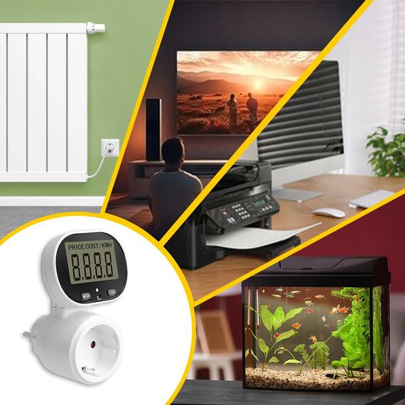 Offgridtec Plug-in Energieverbrauchsmesser mit Dual-Tarif-Modus, 230 V 50 Hz, LCD-Display, einstellbarem 45°-Neigungsbildschirm, Plug & Play, Über-/Unterspannungs-Schutz, max. 16A/3680W