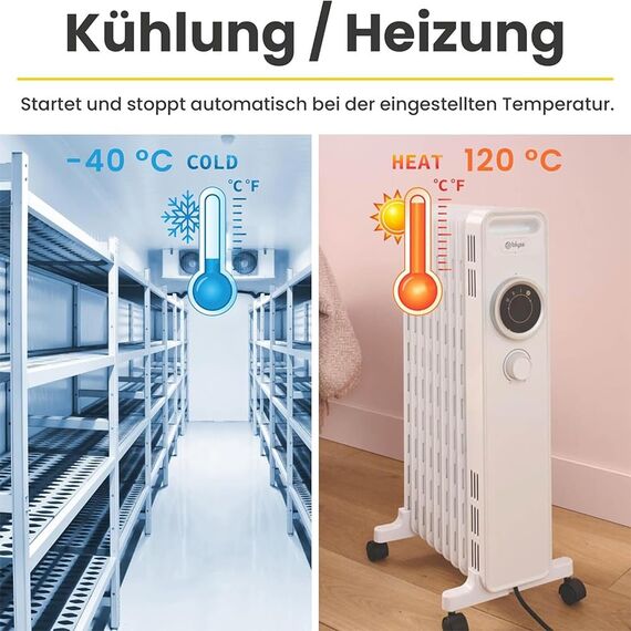 Offgridtec Temperaturregler für Steckdose, Digitalanzeige, Externer Sensor 50cm, Heiz- & Kühlmodi, Zeitschaltfunktion, Plug & Play, Präzise Temperaturkontrolle, Energieeffizient
