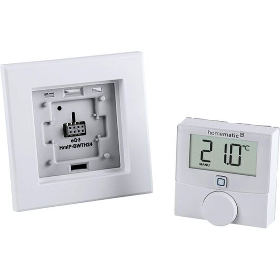 Homematic IP Wandthermostat mit Schaltausgang – für Markenschalter, 24V, Smart Home, Thermostat für Fußbodenheizung mit/ohne App, Alexa, Google Home, Temperaturmessung, Energie sparen, 150697A0