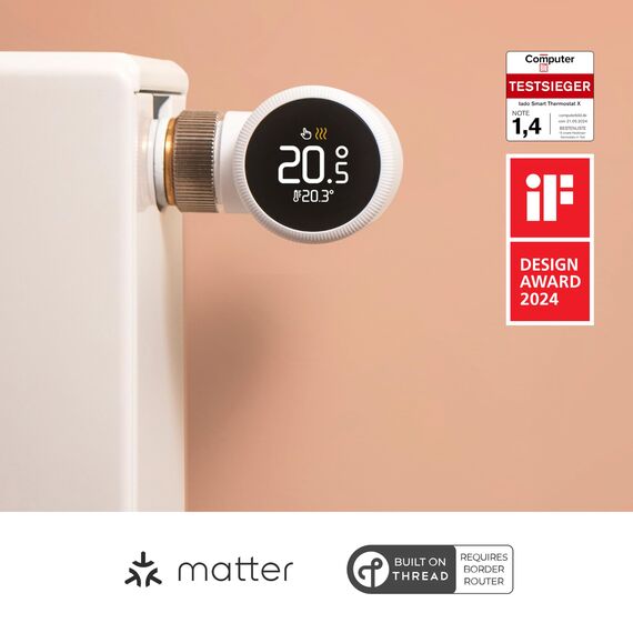 tado Smartes Heizkörperthermostat X, Heizungssteuerung per App und Smart Speaker (Alexa, Siri, Google Assistant), spart Energie und Kosten, DIY Installation