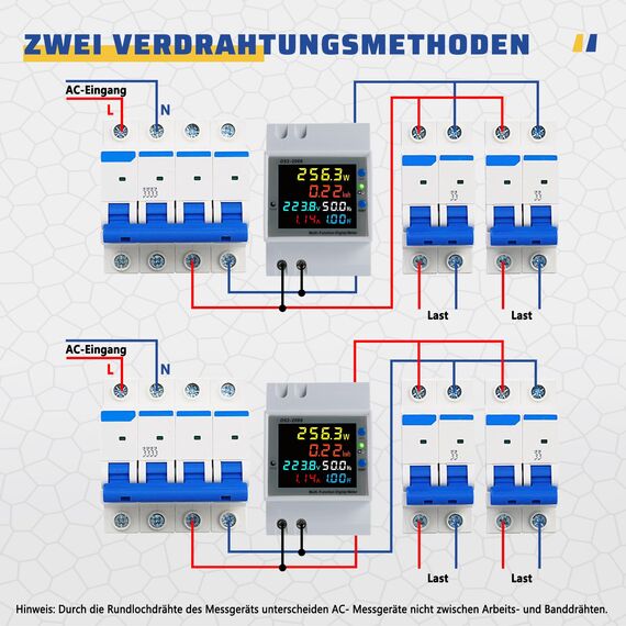 BOSYTRO Stromzähler Hutschiene 1 Phasig, Wifi Smart Stromzähler AC40-300V 100A 6 in 1 Multifunktionaler Wechselstromzähler KWh Zähler, Digitaler stromzähler DIN, Geschlossenem Typ CT