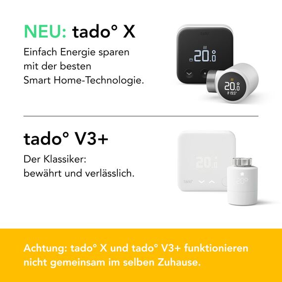 tado Smartes Heizkörperthermostat X, Heizungssteuerung per App und Smart Speaker (Alexa, Siri, Google Assistant), spart Energie und Kosten, DIY Installation