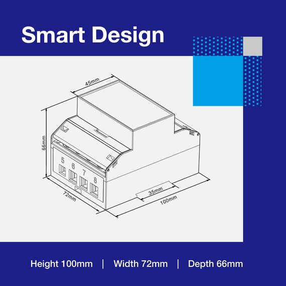 EASTRON SDM630 MODBUS-MID V2 Stromverbrauchsmesser - 1/3 Phasen Stromzähler Hutschiene - Strommessgerät - Drehstromzähler - Modbus RS485 RTU, 100A kWh, Impulszähler & beleuchtetes LCD-Display