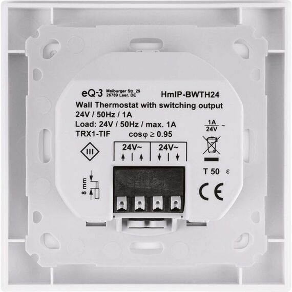 Homematic IP Wandthermostat mit Schaltausgang – für Markenschalter, 24V, Smart Home, Thermostat für Fußbodenheizung mit/ohne App, Alexa, Google Home, Temperaturmessung, Energie sparen, 150697A0