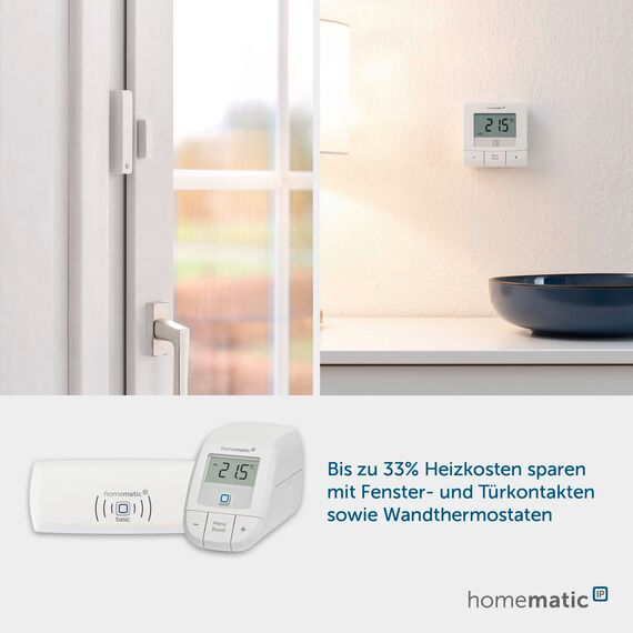 Homematic IP Smart Home Starter Set Heizen – Basic, Digitale Steuerung für Heizung mit oder ohne App, Alexa, Google Assistant, einfache Installation, Thermostat, Heizungsthermostat, 160955A0