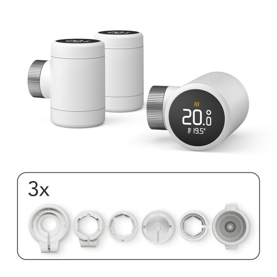 tado Smartes Heizkörperthermostat X – Trio Pack, Heizungssteuerung per App und Smart Speaker (Alexa, Siri, Google Assistant), Energie sparen, DIY Installation