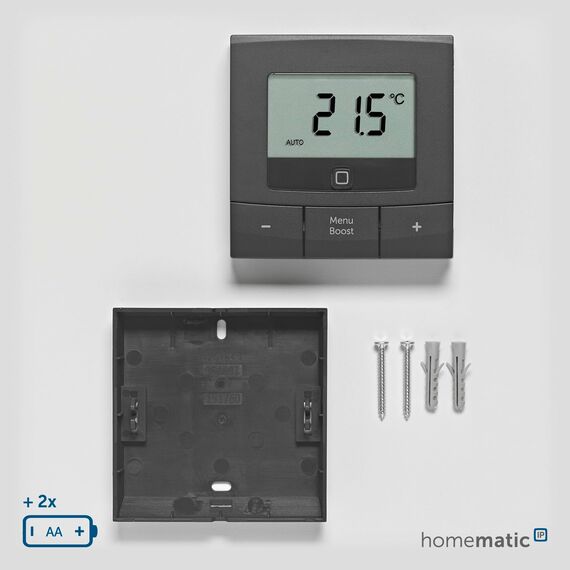 Homematic IP Wandthermostat – Basic, anthrazit, Smart Home, digitales Thermostat für Heizkörper mit/ohne App, Alexa, Google Home, Temperaturmessung, Energie sparen, 160554A0
