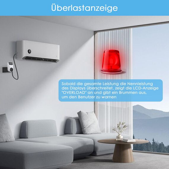 Stromkostenmessgerät, Stromzähler Leistungsmessgerät Energiekostenmessgerät Strommessgerät Steckdose, Leistungsmesser Messgerät mit Größer LCD Bildschirm, Überlastsicherung 3680W