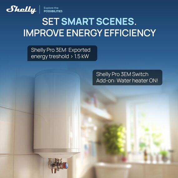 Shelly Pro 3EM (120A) V2 | WLAN & LAN DIN-Schiene 3-Phasen Energiezähler | Echtzeit-Überwachung | kein Relais-Schalter | Kein Hub Erforderlich | Solarpanels | PV-Systeme | Wirkenergie der Klasse B