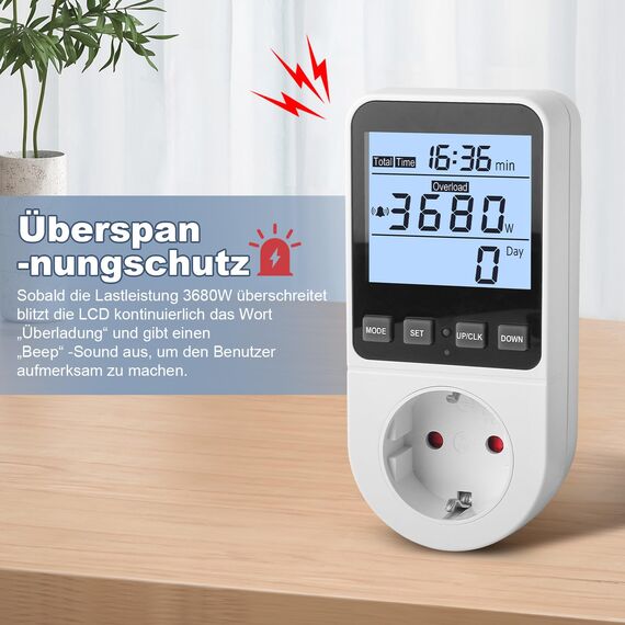 2 Stück Strommessgerät 8 Modi, Stromzähler für Steckdose Energiekostenmessgerät Stromverbrauchsmesser Wattmeter Kwh Zähler Energiezähler, Leistungsmesser mit Hintergrundbeleuchtung