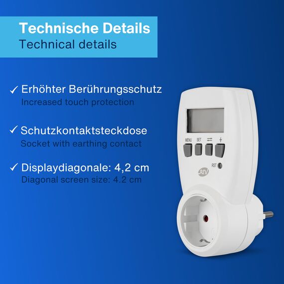 REV Stromzähler mit Kostenberechnung, Energiekostenmessgerät, Stromverbrauch messen Energie, weiß